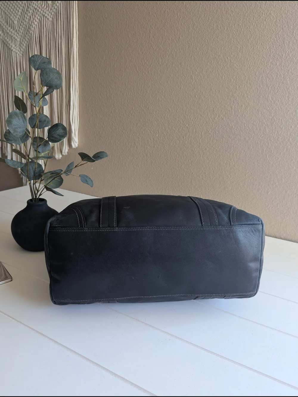 Coach Black Leather Shoulder Bag with Interior Logo Patch
